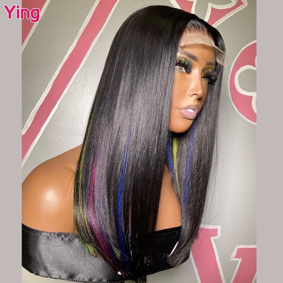 Lace Front PrePlucked Bone Straight Highlight Multicolor Pink Wig