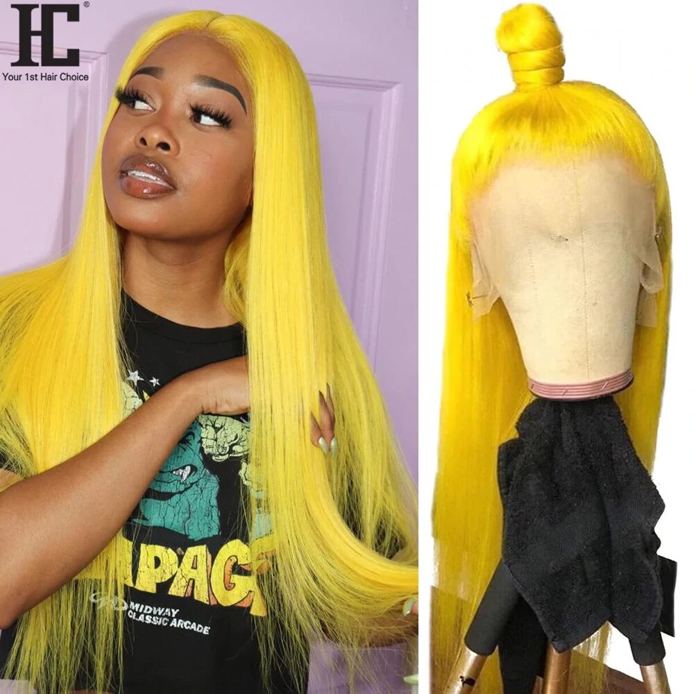 Lace Front Pre-Plucked Yellow Brazilian Straight Human Hair Wigs