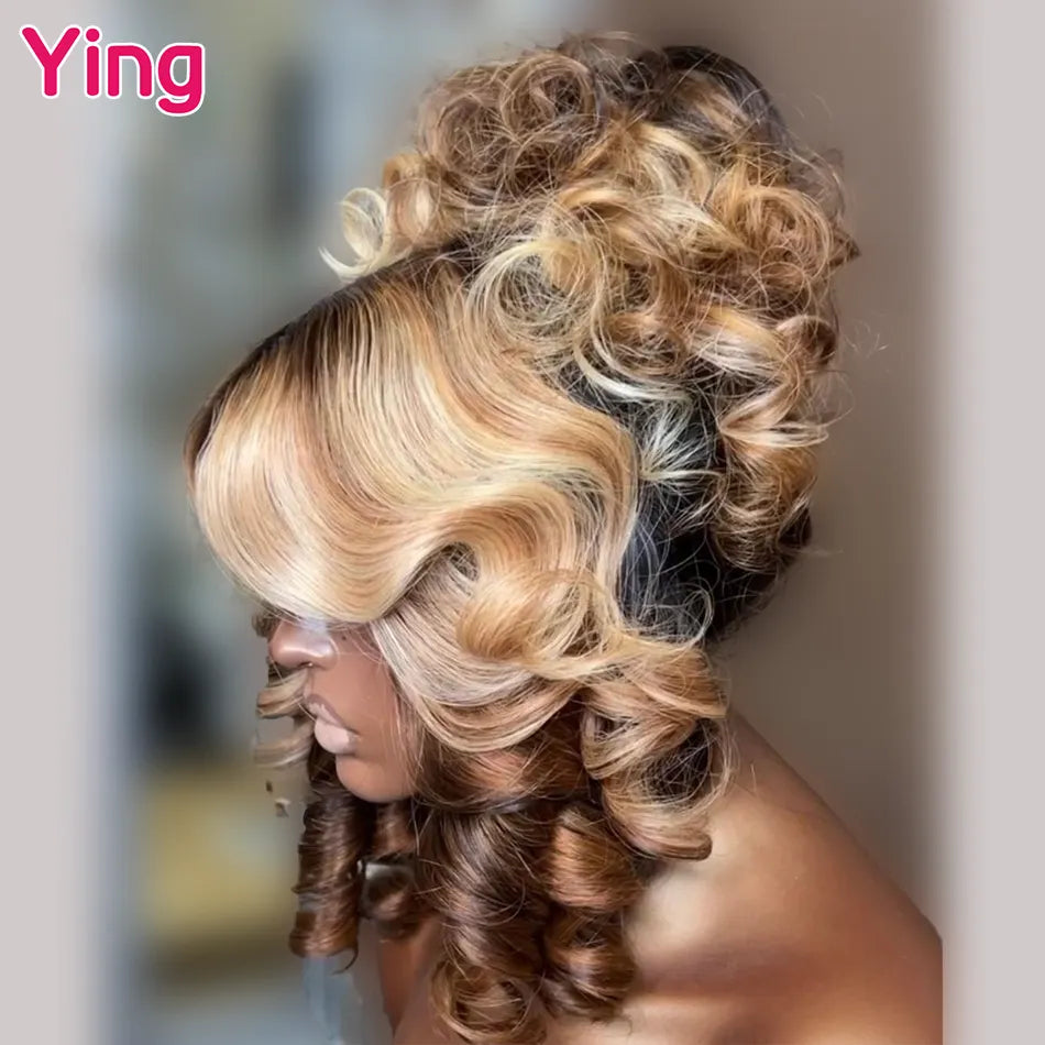 Lace Front  Highlight Honey Blonde Body Wave PrePlucked With Baby Hair  Wig