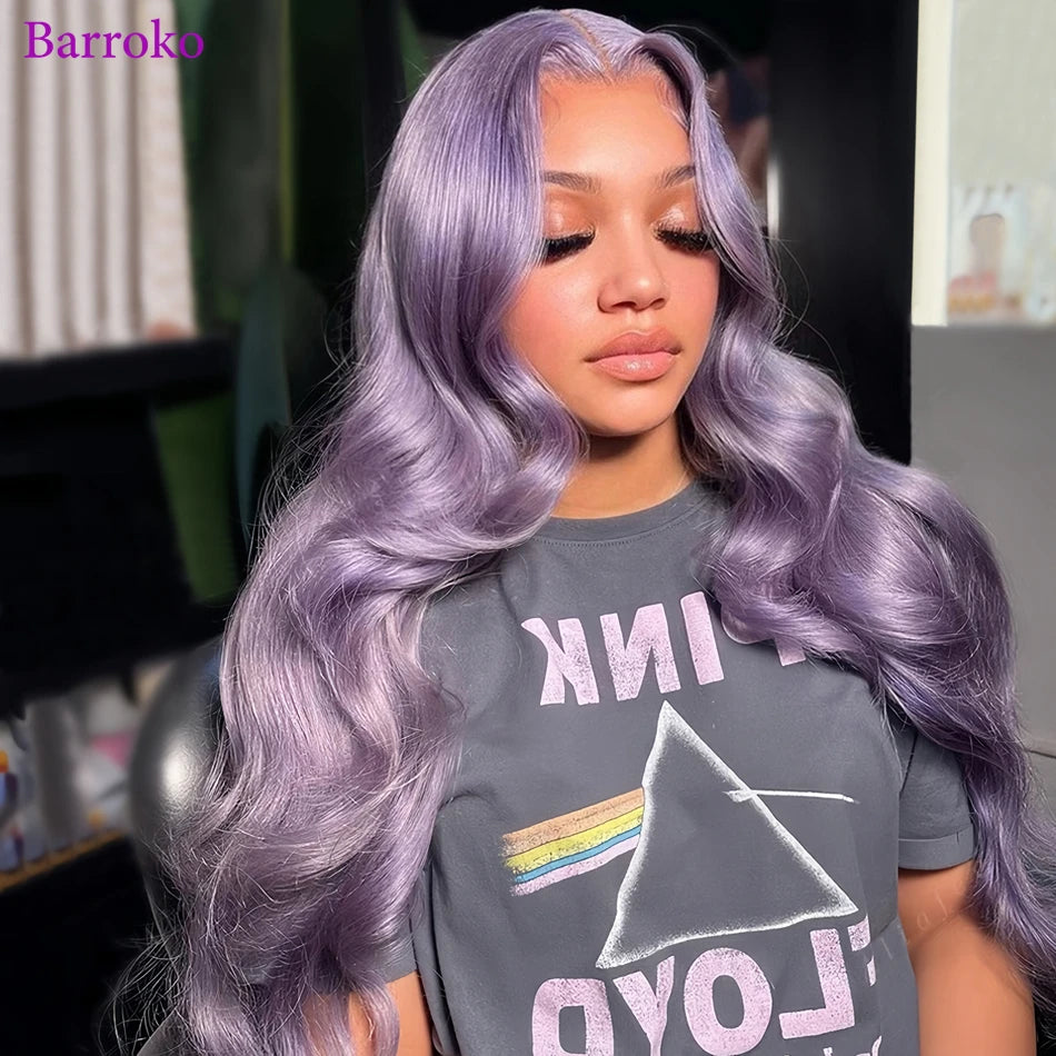 Lace Front Pre-Plucked Lavender Body Wave Human Remy Hair Wig