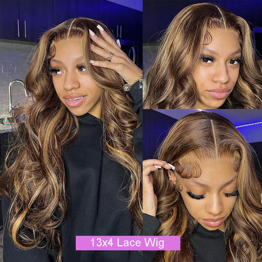 Lace Front Highlight Body Wave Brazilian Human Hair Wig