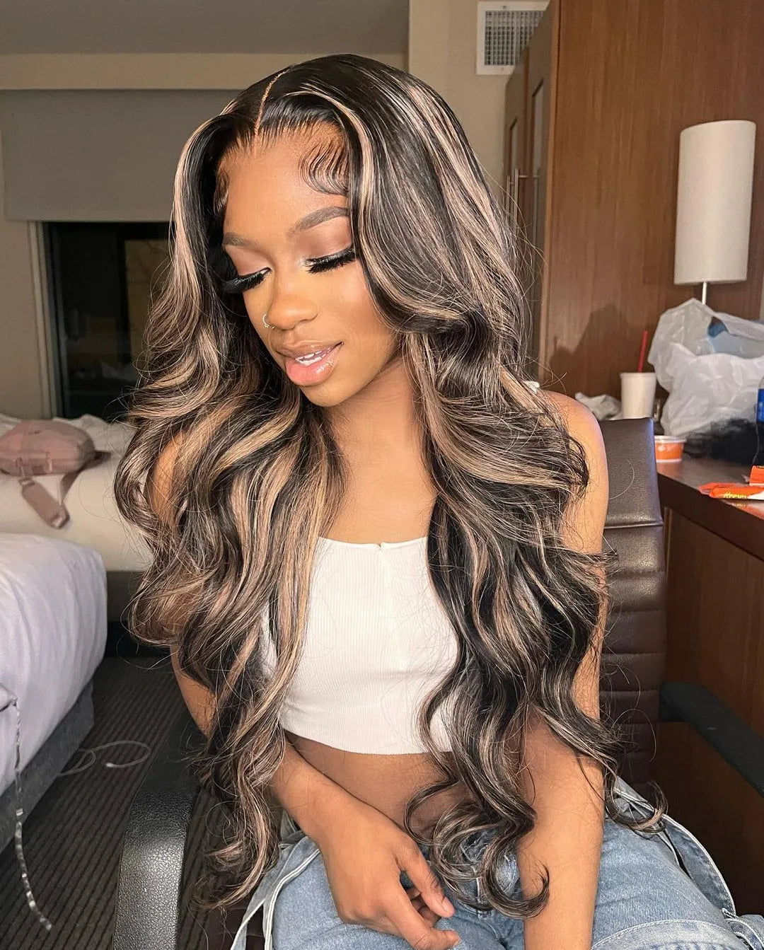 Lace Front  Highlight Blonde Body Wave Human Hair Wigs