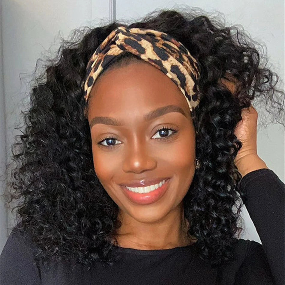 Headband Deep, Kinky, and Water Wave Human Remy Hair Wig