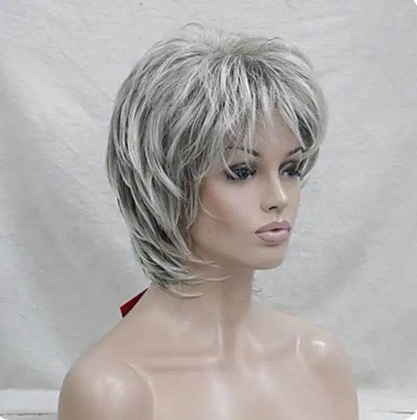 Synthetic Pixie Cut Layered Haircut With Bangs Wig