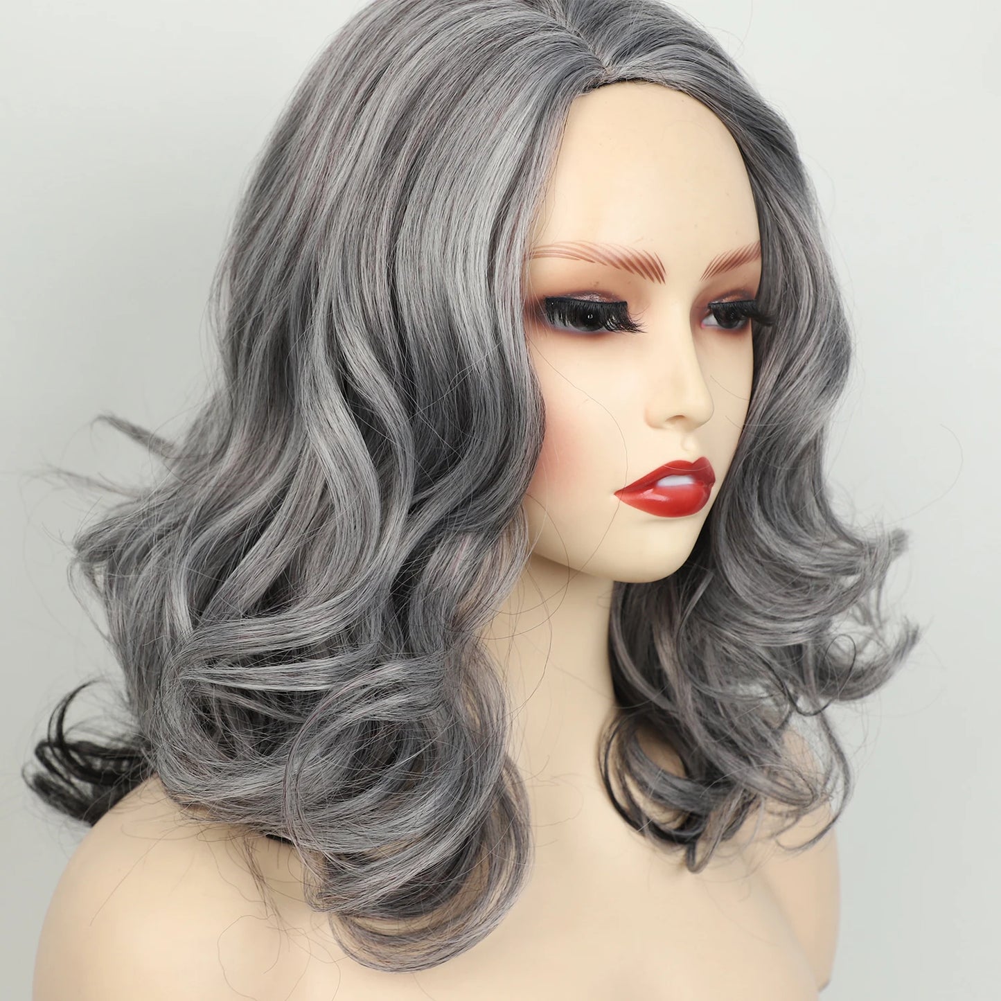 Synthetic Loose Wave Gray Curly Hair Wigs