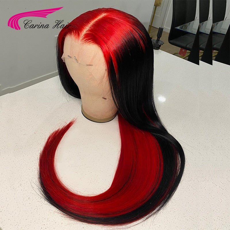 Lace Front Preplucked Red Colored Brazilian Remy Human Hair Wigs