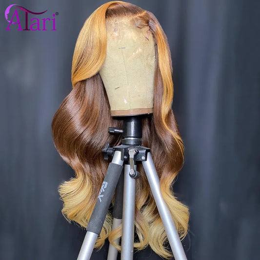 Lace Front Pre-Plucked Ombre Blonde Body Wave Brazilian Human Hair Wigs