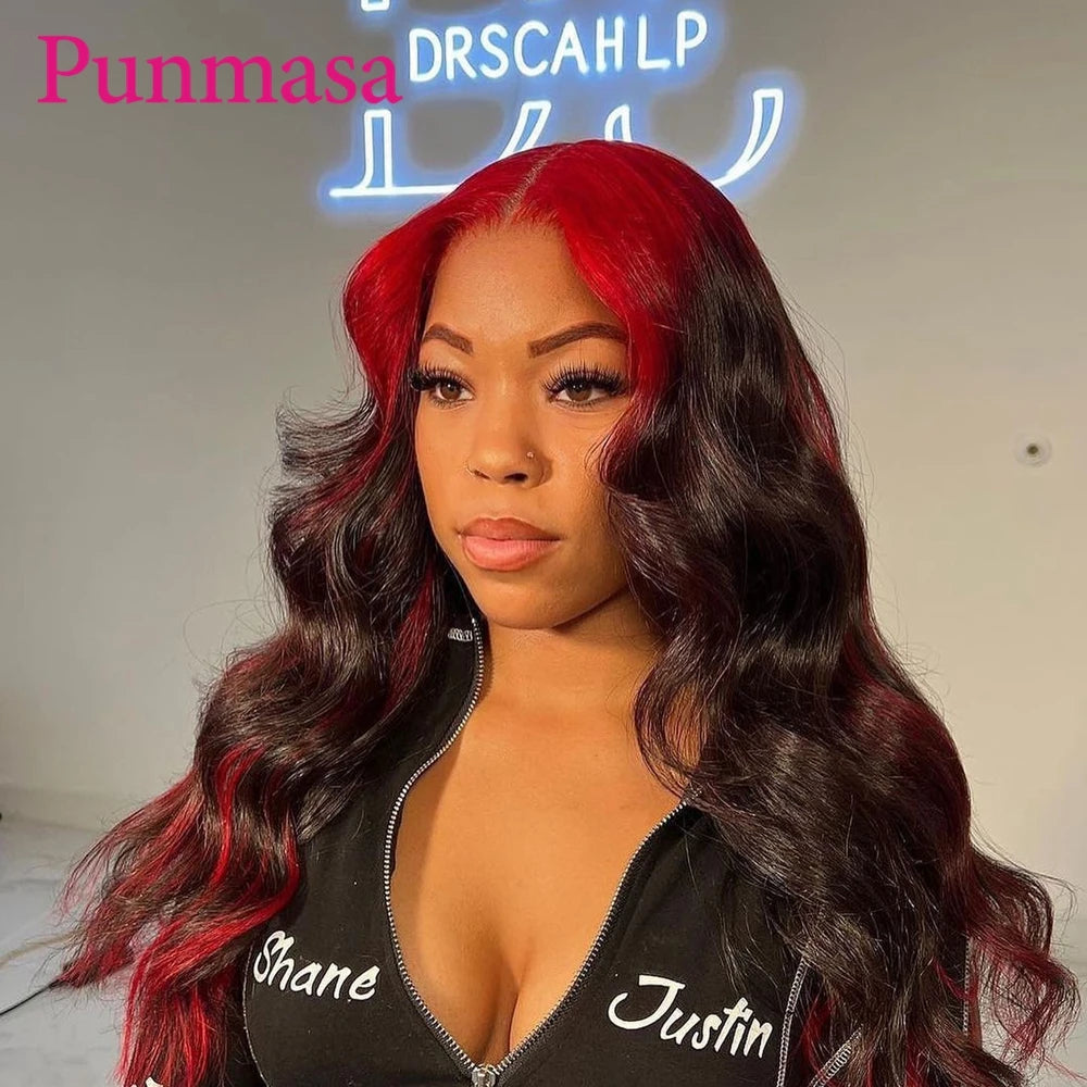 Glueless Lace Front PrePlucked  Red Root  Body Wave Human Hair   Wig