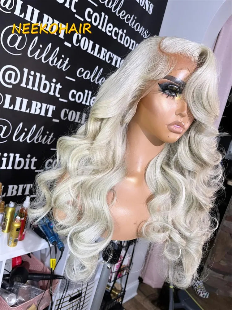 Lace Front Platinum Blonde Body Wave Human Hair Wigs