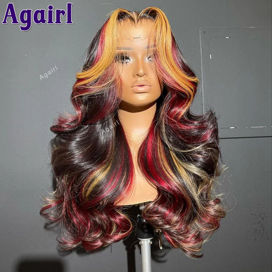 Glueless Lace Front Highlight Pre Plucked Human Hair Wig