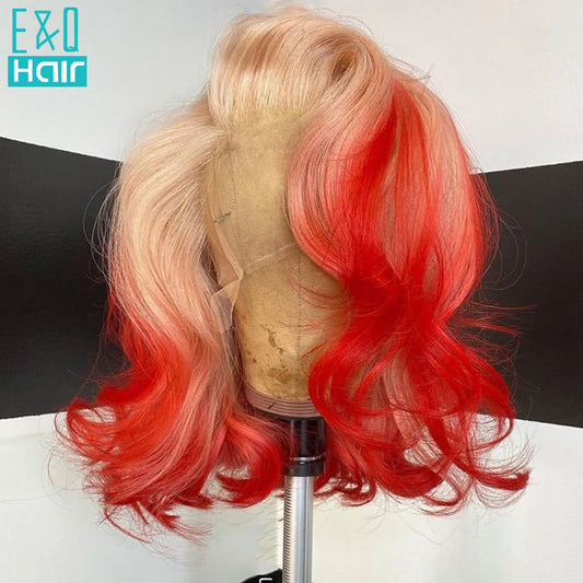 Lace Front Pre-Plucked Ombre Colored Brazilain  Human Remy Hair Wig]