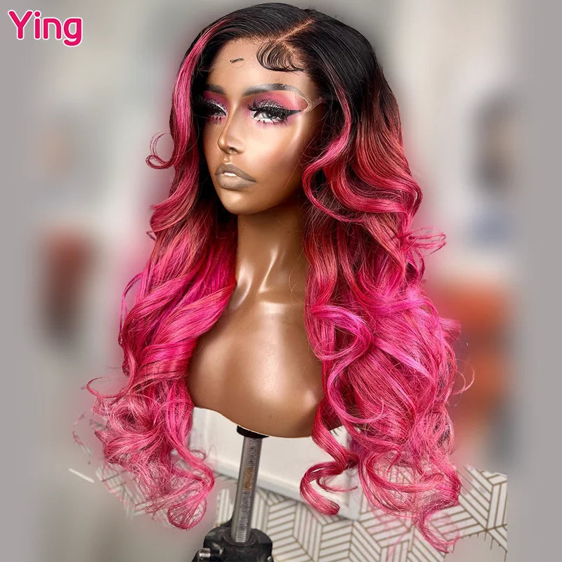 Lace Front PrePlucked Ombe Root Rose Pink Peruvian Wig