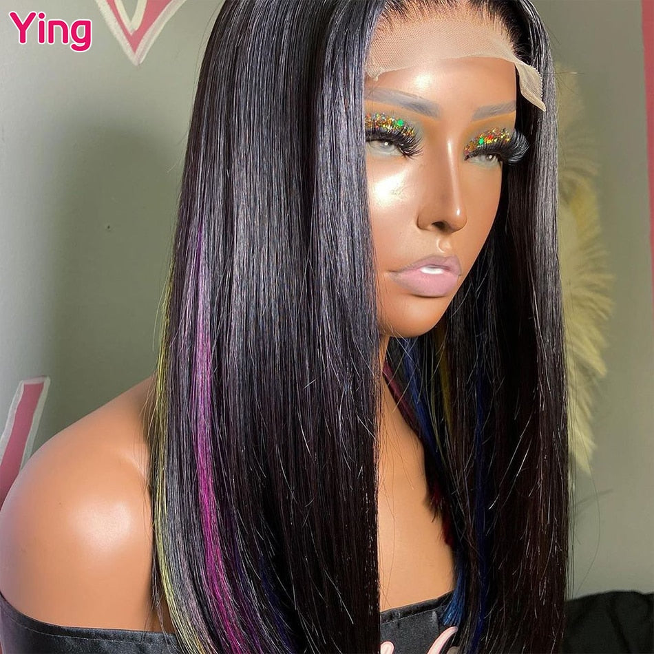 Lace Front PrePlucked Bone Straight Highlight Multicolor Pink Wig