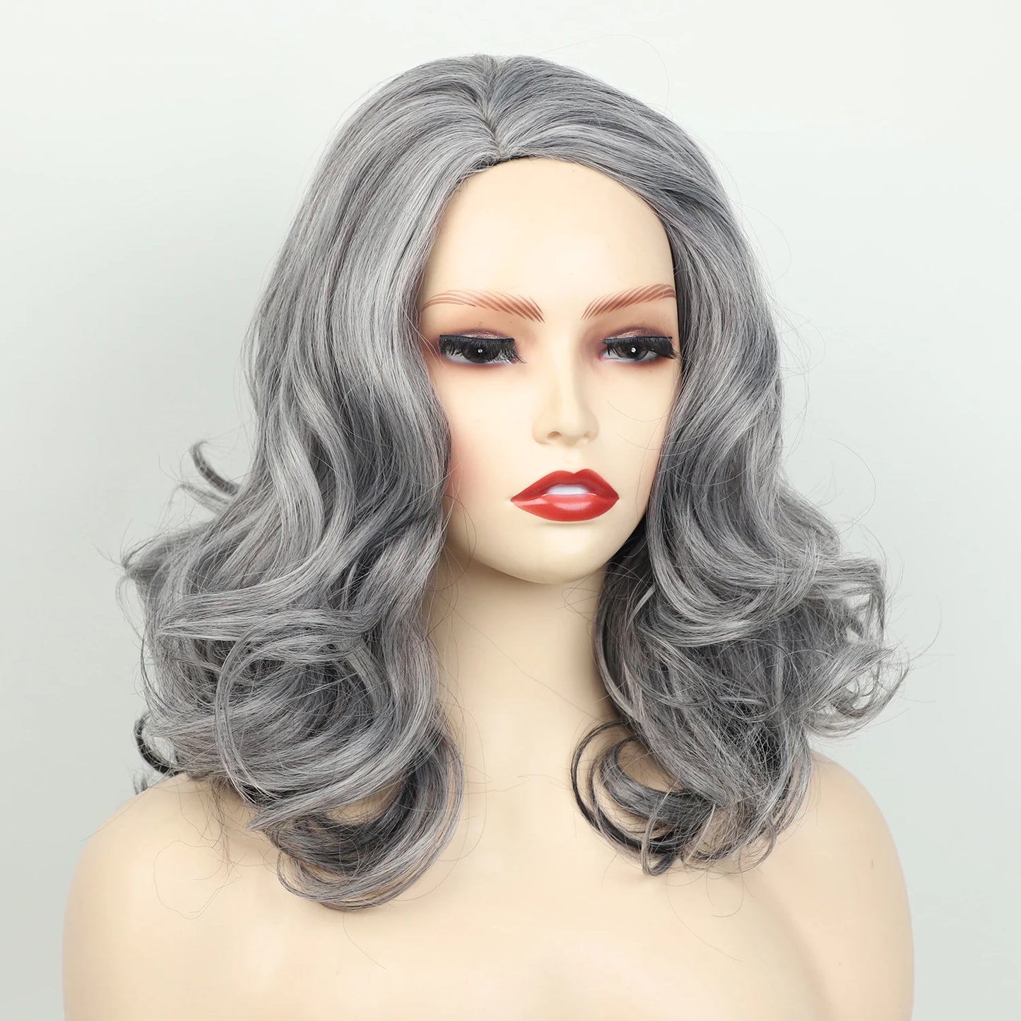 Synthetic Loose Wave Gray Curly Hair Wigs