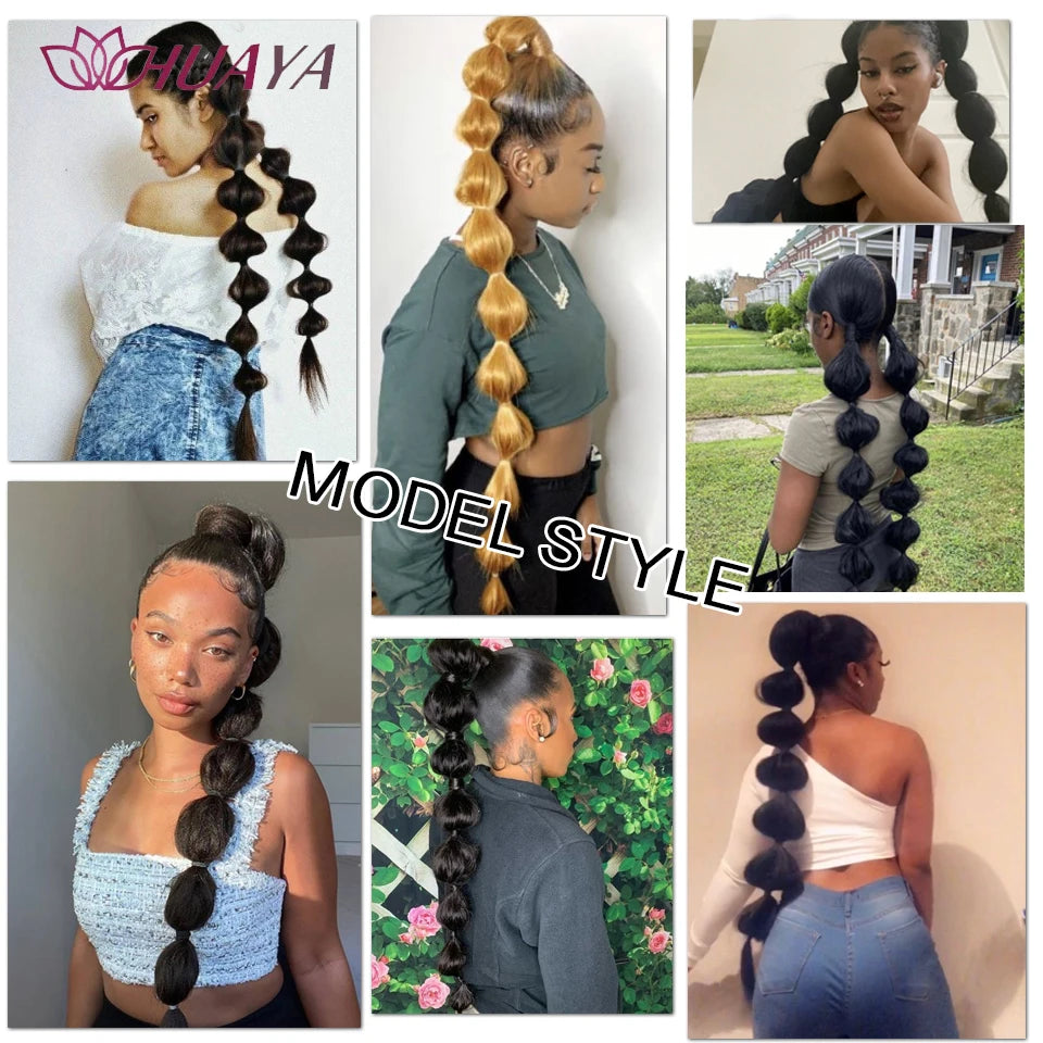 Synthetic Bubble Ponytail Extension with Hair Tie Rubber