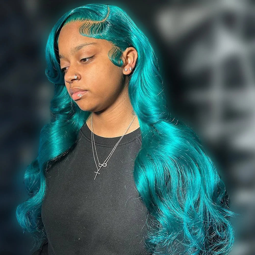 Lace Front Pre-Plucked Blue Human Hair Remy Wig