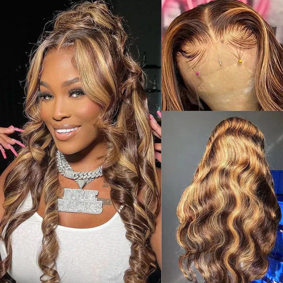 Lace Front Highlight Body Wave Brazilian Human Hair Wig