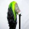 Glueless Synthetic Heat Resistant Lace Front Loose Wave Ombre Green Black Wigs