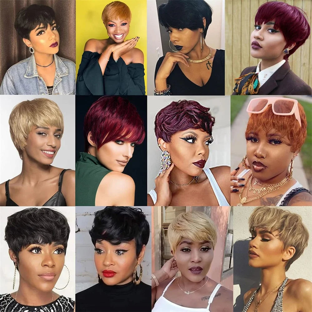 Pixie Cut Brazilian Remy Human Hair Wigs