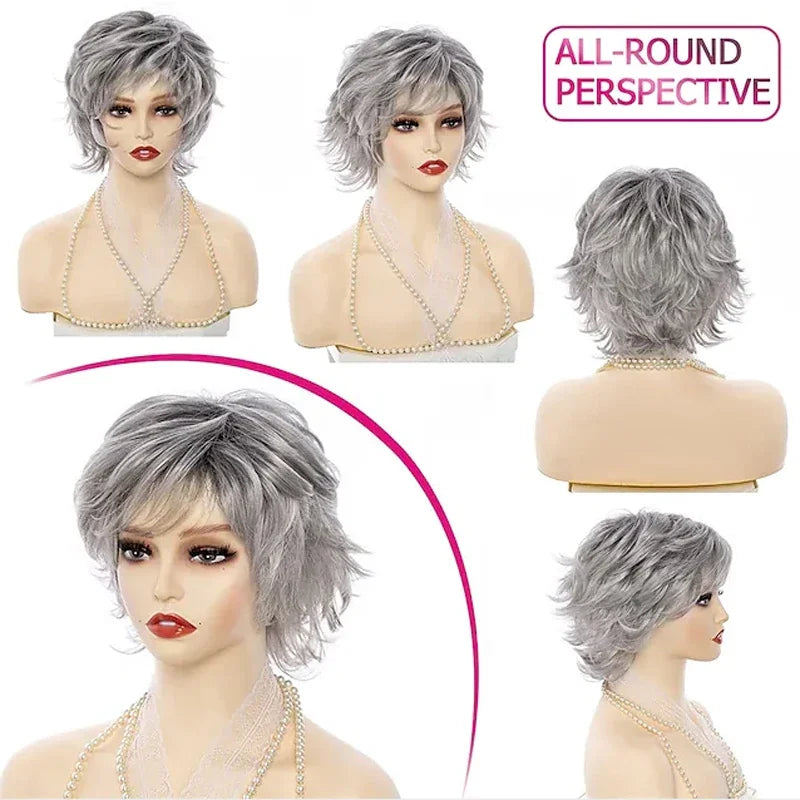 Synthetic Heat Resistant Fluffy Layered with Bangs Wigs