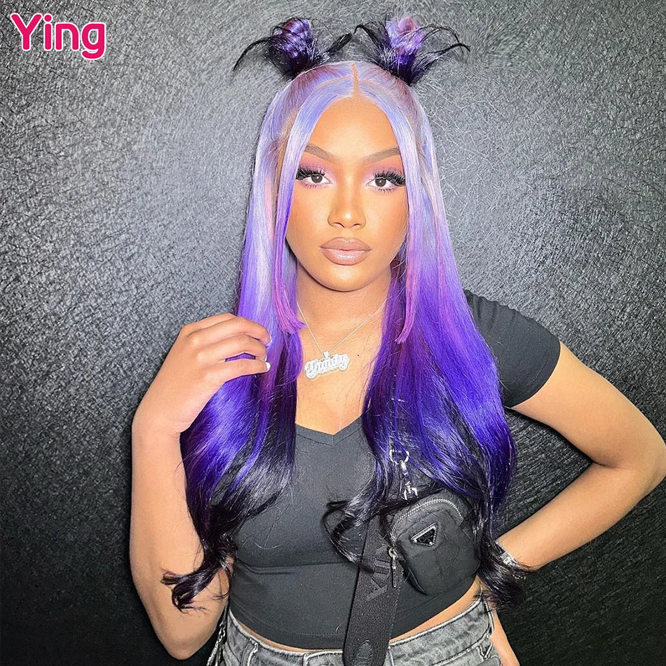 Lace Front Pre-Plucked Violet Bone Straight  Brazilian Human Remy Hair Wigs