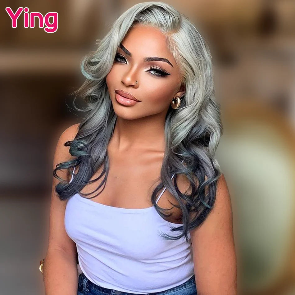 Lace Front Pre-Plucked  Transparent Ombre Ash Blonde Body Wave Brazilian Human Hair Wig