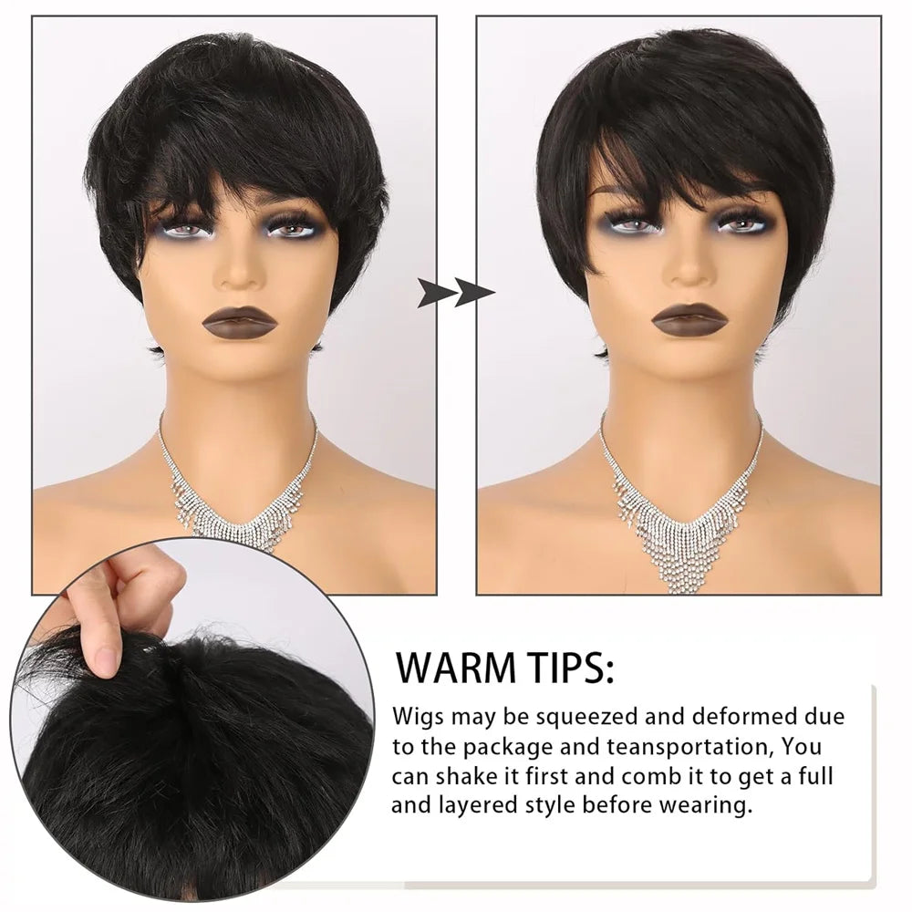 Pixie Cut Brazilian Remy Human Hair Wigs