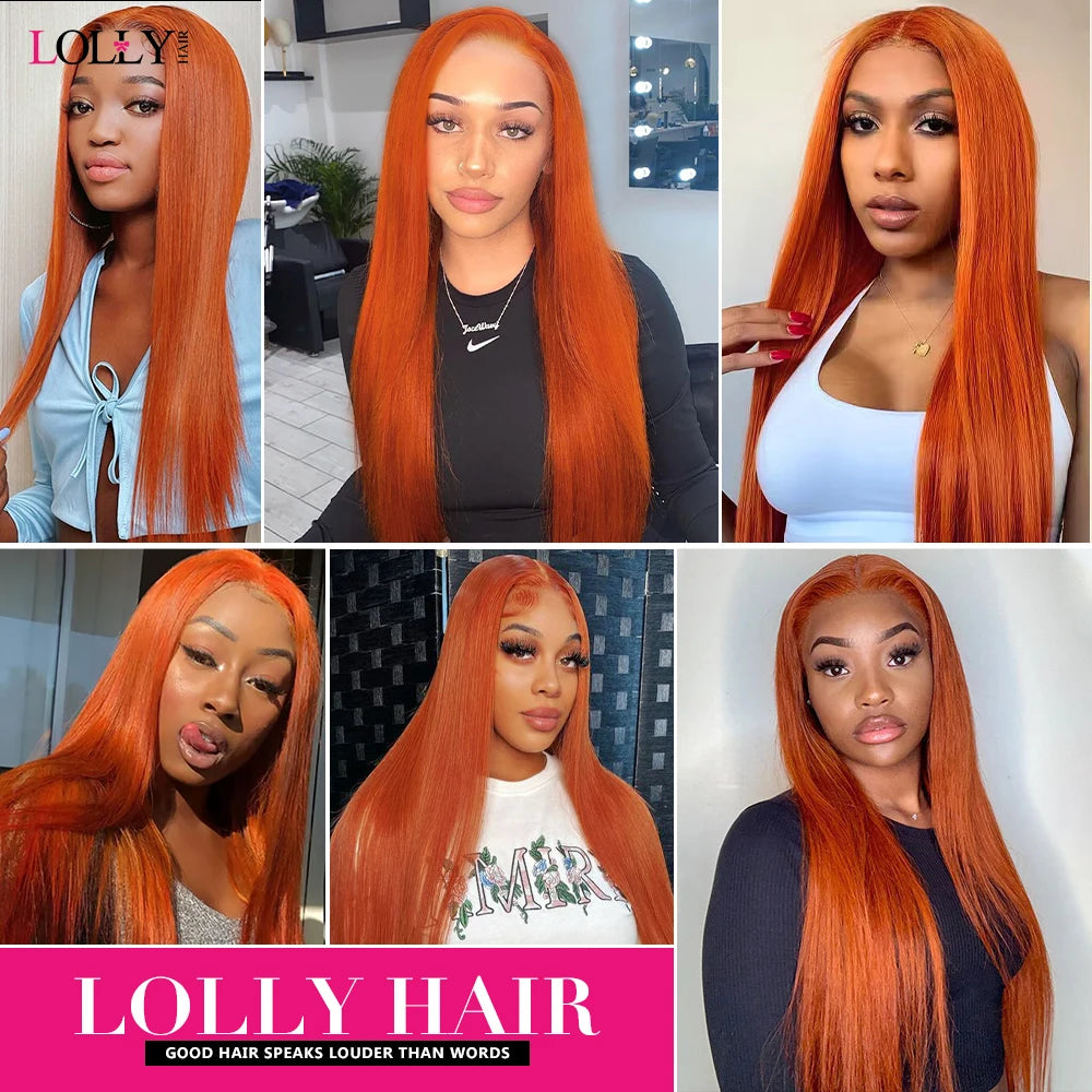 Lace Front Ginger Straight Human Hair Wig