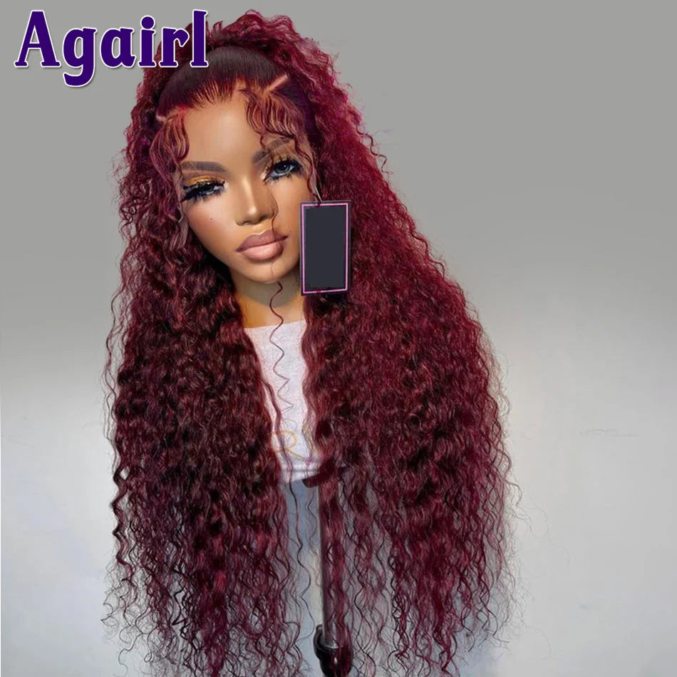 Lace Front Burgundy Water Wave Brazilian Human Hair Wigs