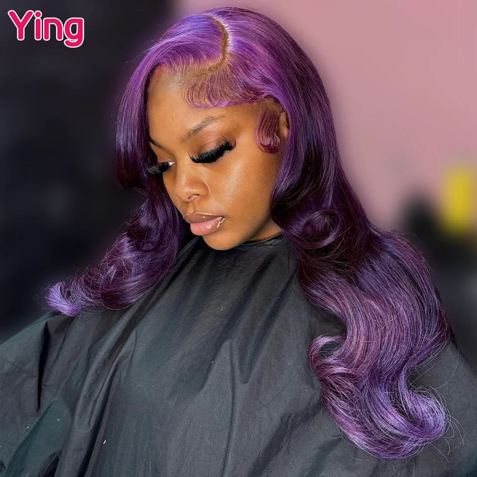 Lace Front PrePlucked With Baby Hair Purple Body Wave Wig