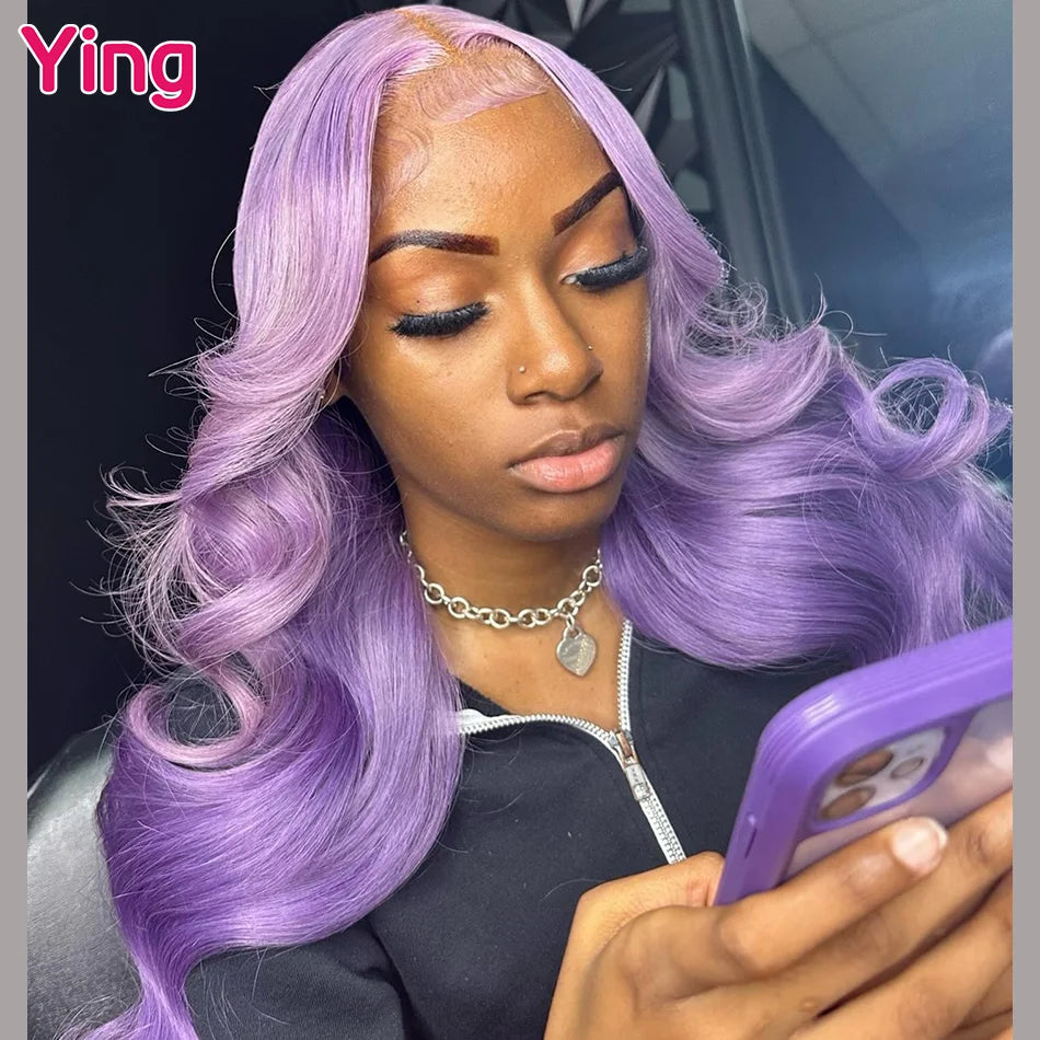 Lace Front PrePlucked  Purple Body Wave  Human Peruvian Remy Hair Wigs