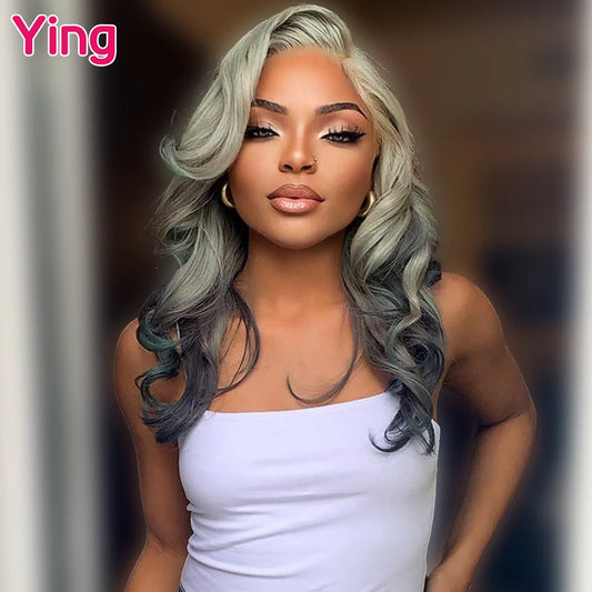 Lace Front Pre-Plucked  Transparent Ombre Ash Blonde Body Wave Brazilian Human Hair Wig