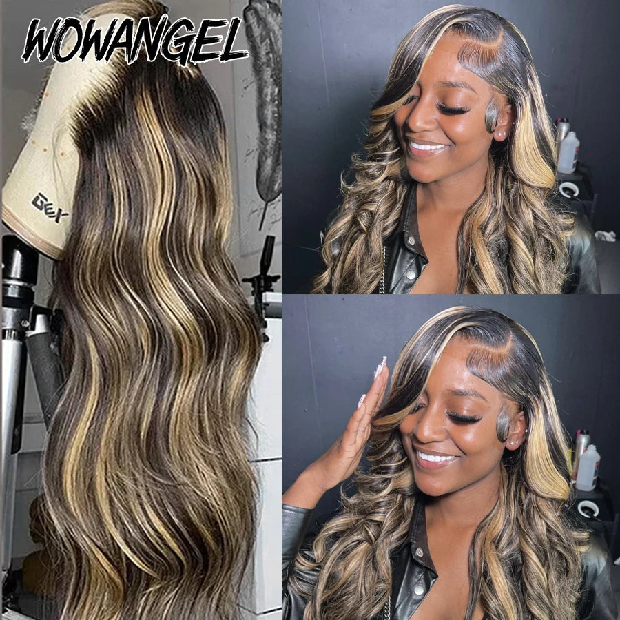 Lace Front Pre-Plucked  Highlight Body Wave  Human Hair Wigs