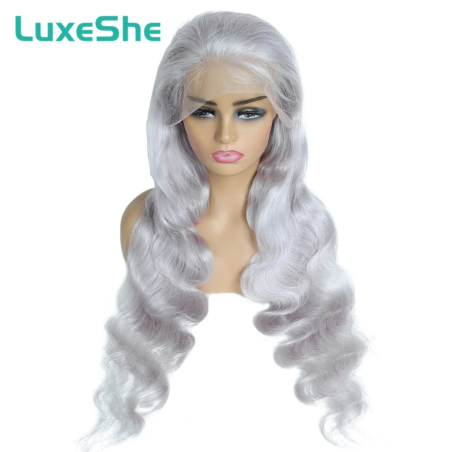 Lace Front  Grey Body Wave  Brazilian Human Hair Wigs