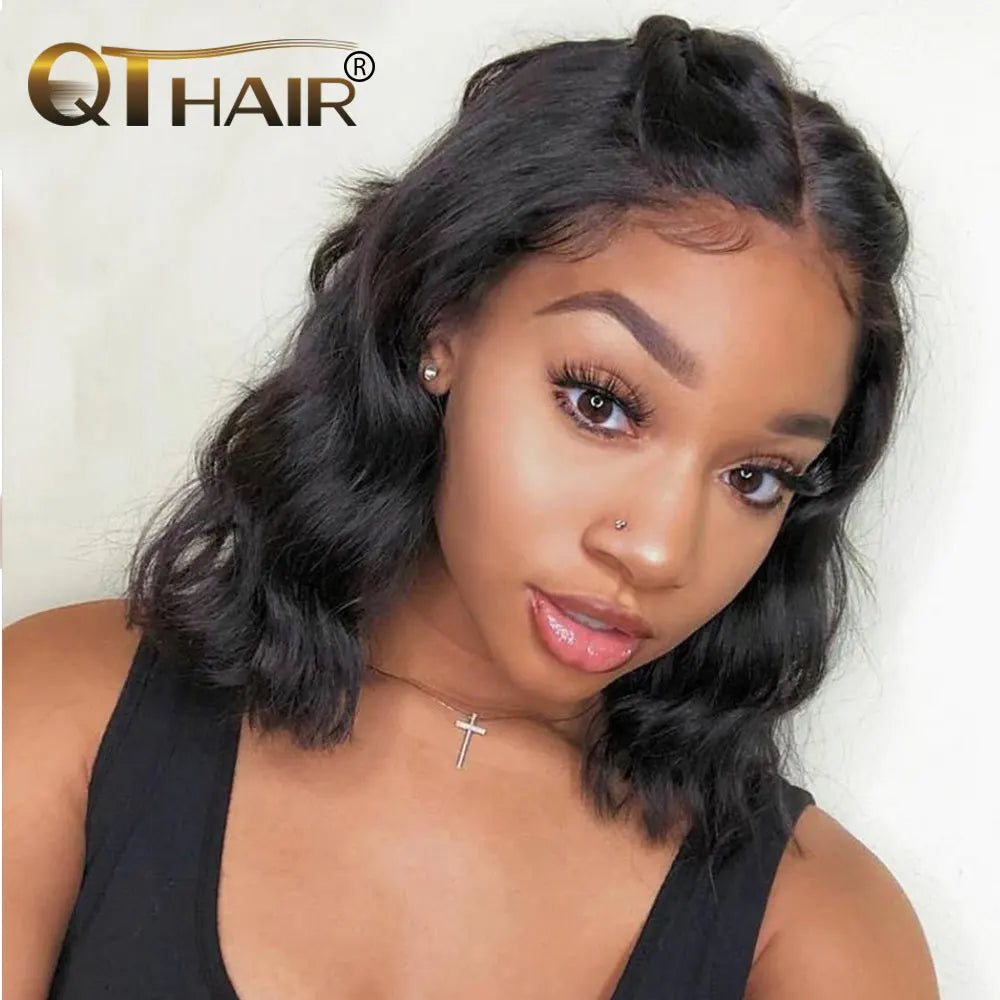 Lace Closure Body Wave Bob Brazilian Remy  Human Hair With Baby Hair Wigs