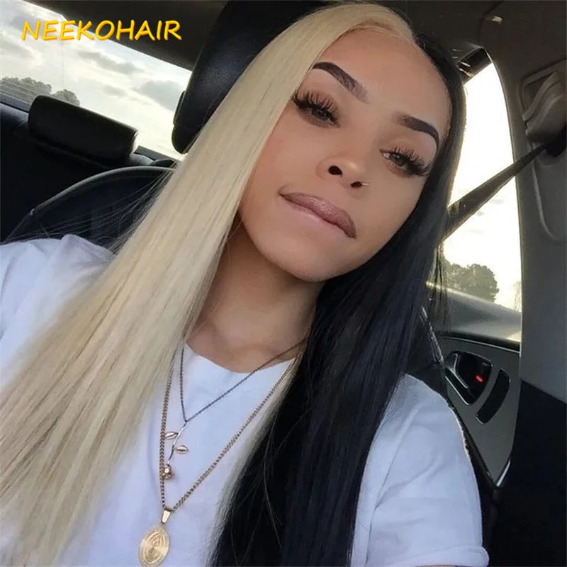 Lace Front Long Straight Two Tone Human Hair Wig