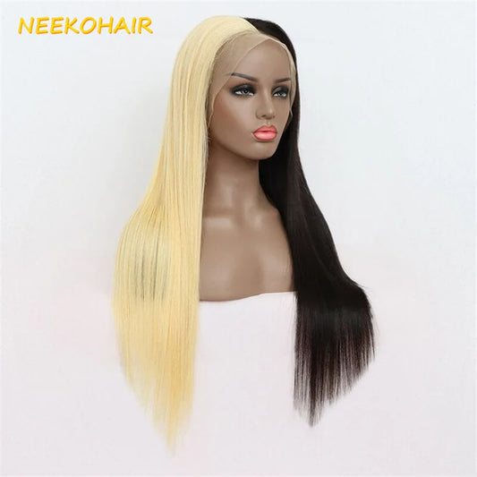 Lace Front Long Straight Two Tone Human Hair Wig