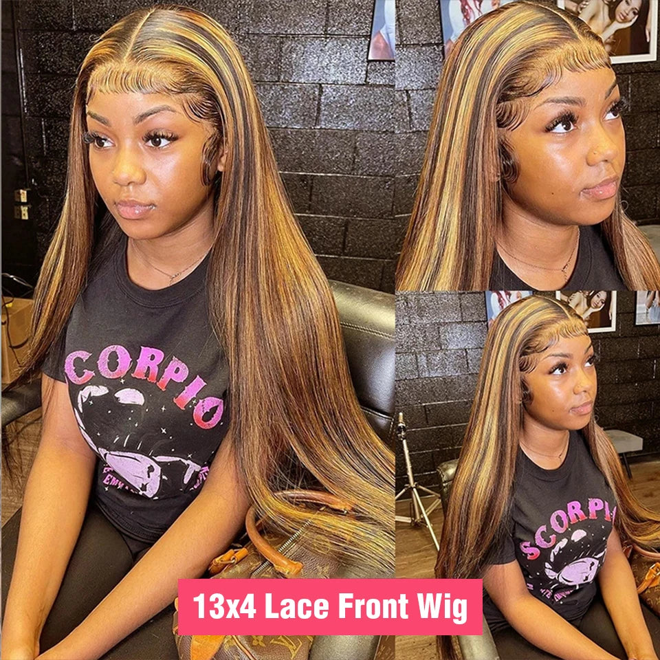 Lace Front Preplucked Highlight Human Hair Wigs