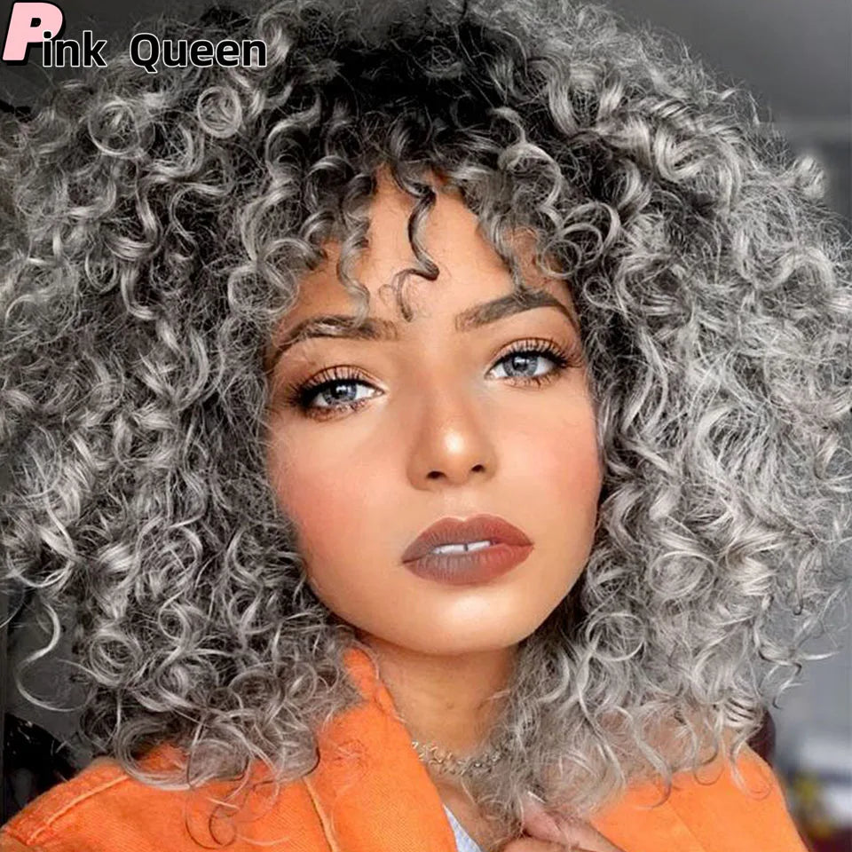 Synthetic Short Curly Gray Wig