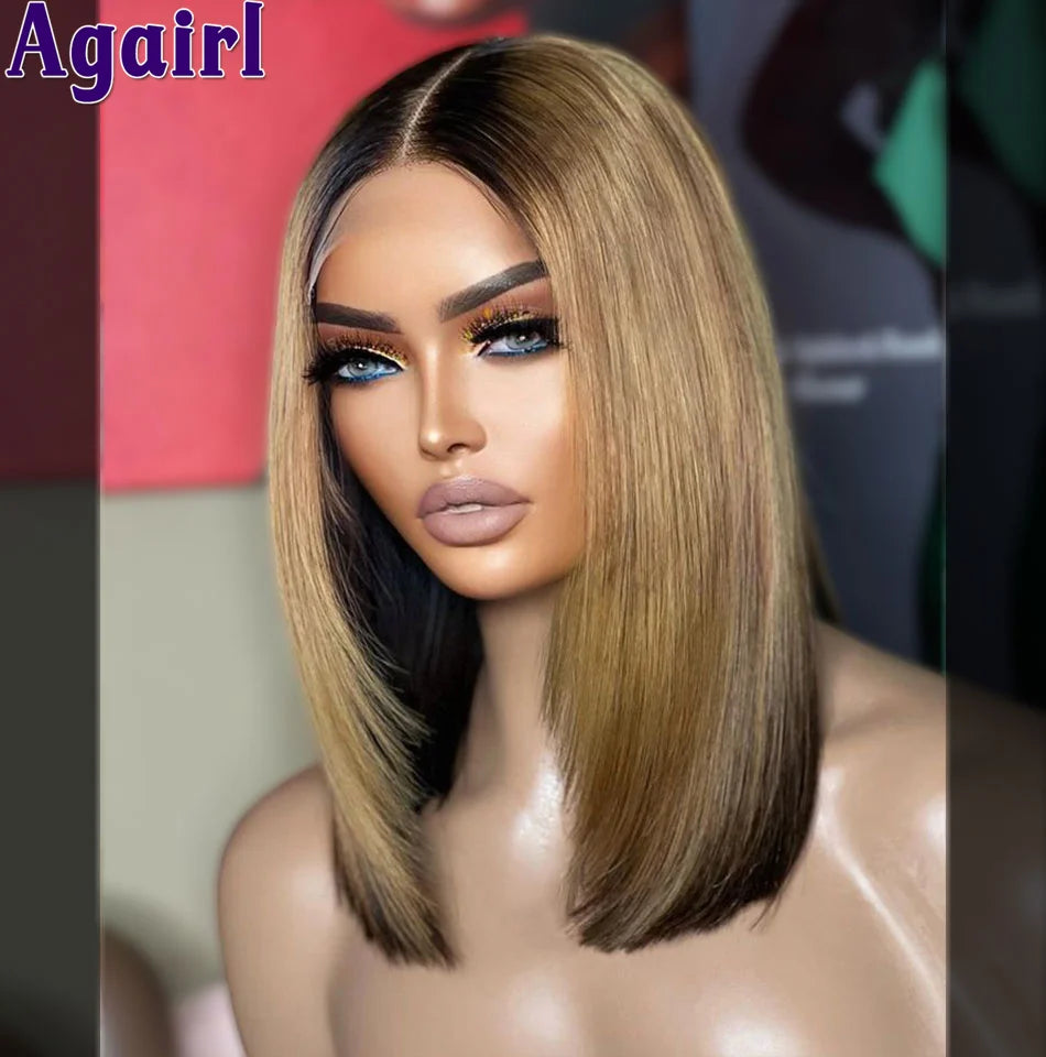 Glueless Lace Front PrePlucked Ombre Human Hair Wig