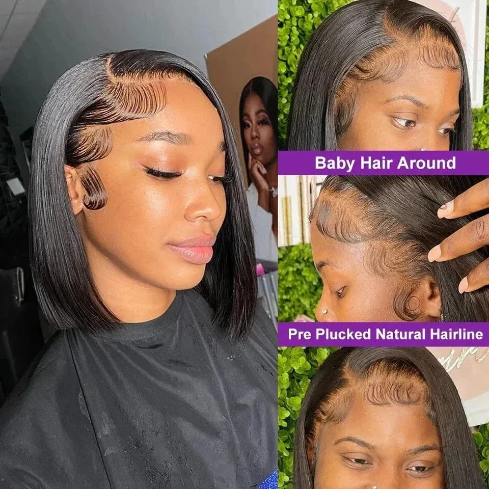 Lace Front Pre-Plucked Brazilian Human Hair Bob Wigs