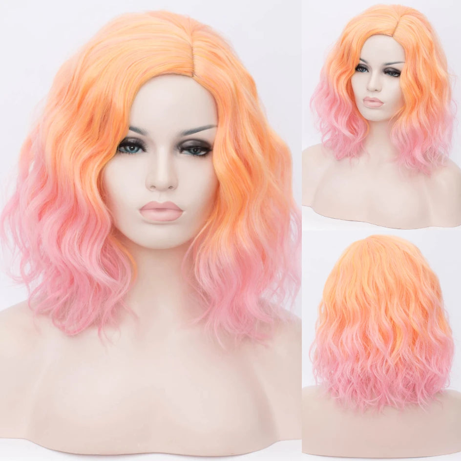 Synthetic Two-Tone Bob Short Curly Hair Wig