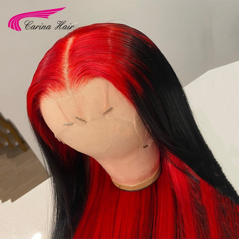 Lace Front Preplucked Red Colored Brazilian Remy Human Hair Wigs