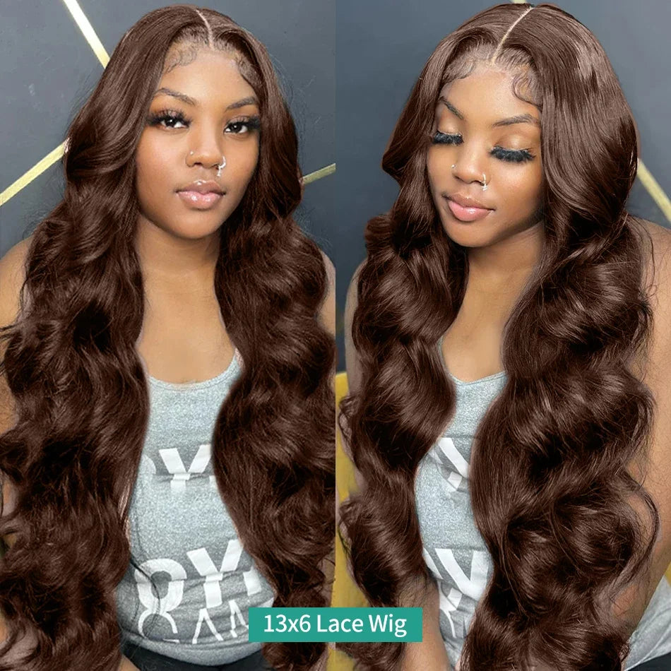 Lace Front Brown Body Wave Brazilian  Human Hair Wig