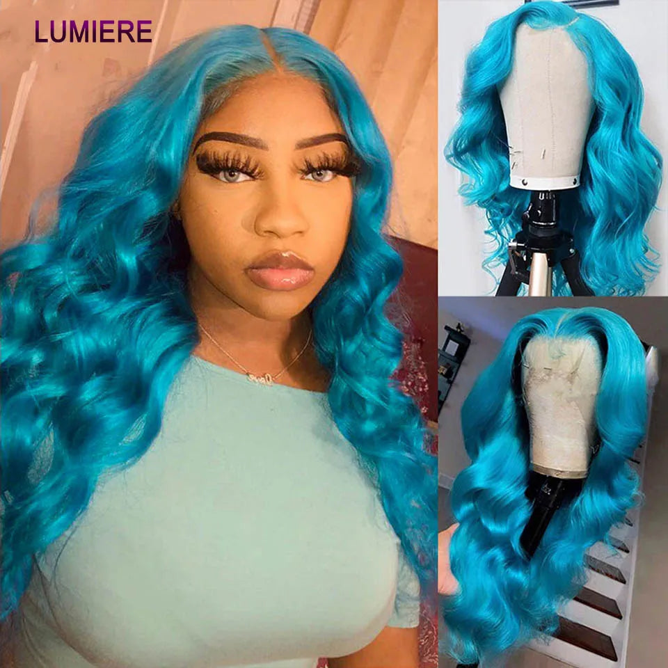 Light Blue Human Malaysian Remy  Hair Bundle With Closure Extension