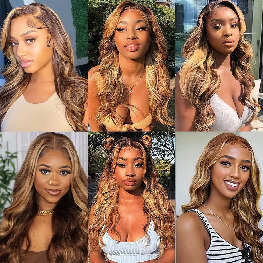 Lace Front Highlight Body Wave Brazilian Human Hair Wig