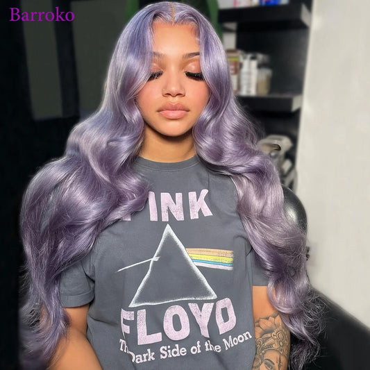 Lace Front Pre-Plucked Lavender Body Wave Human Remy Hair Wig