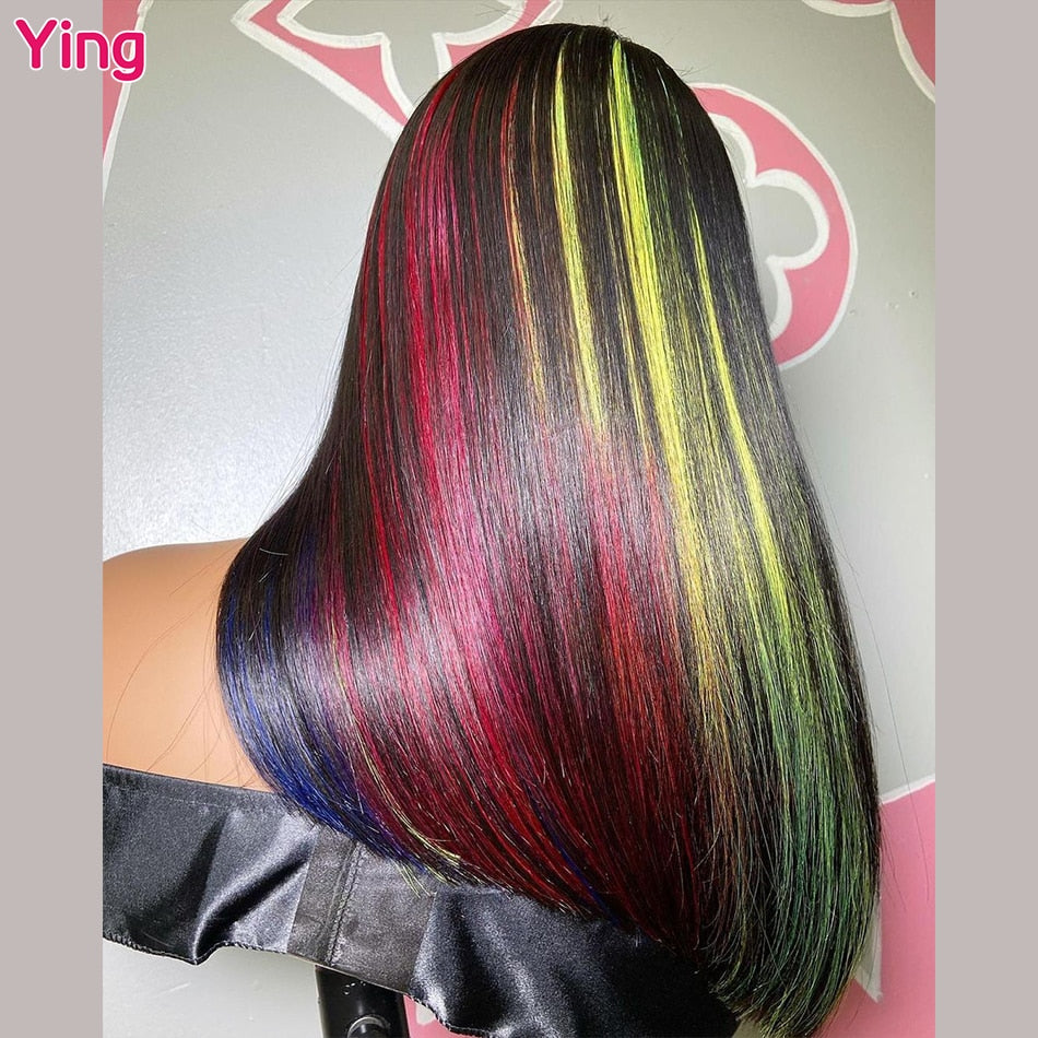 Lace Front PrePlucked Bone Straight Highlight Multicolor Pink Wig