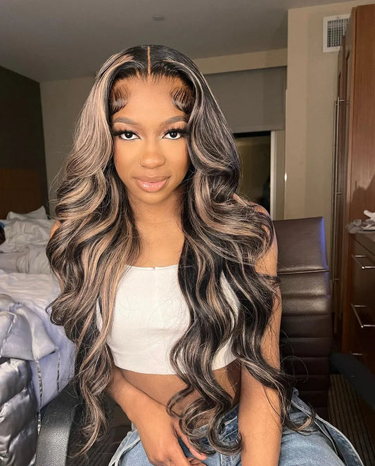 Lace Front  Highlight Blonde Body Wave Human Hair Wigs