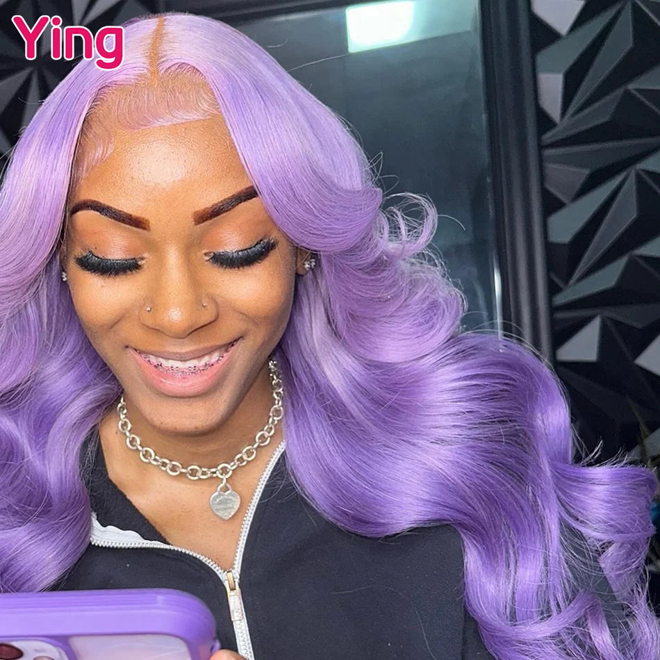 Lace Front PrePlucked  Purple Body Wave  Human Peruvian Remy Hair Wigs